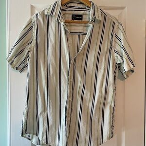 Original Use White and Black Casual Button Down Shirt